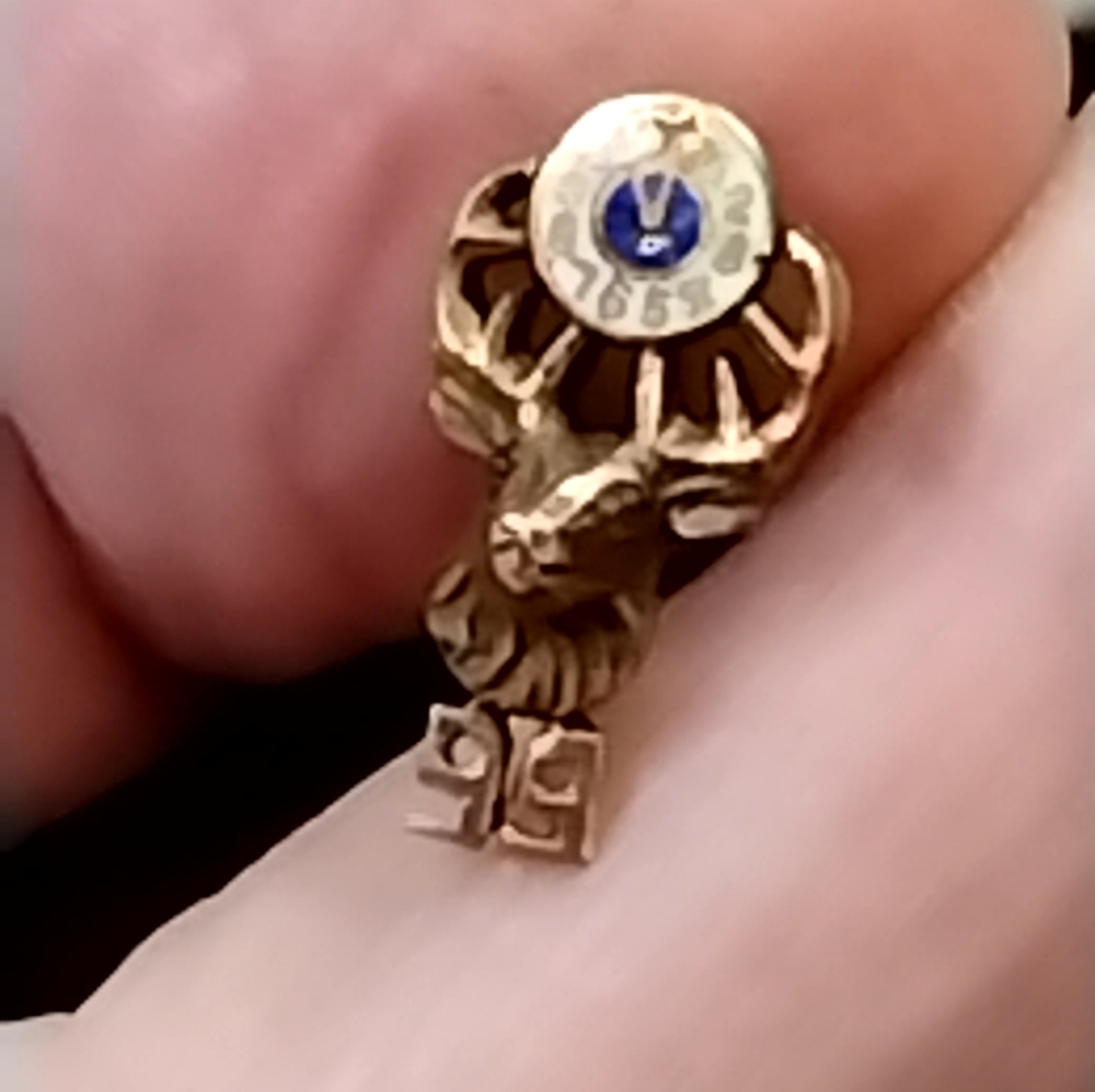 "Vintage BPOE Elks Lodge 99-Years Membership Gold 14kt Screwback Pin”  14kt